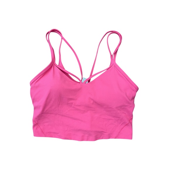 lululemon athletica Other - Lululemon Pink Nulu Ribbed Strappy Sports Bra Size 8 Cropped Tank